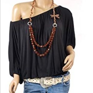 Jeanology collection off shoulder blouse top S